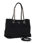 PRD Chain Shoulder Bag Nylon 2way Black Auth 76803