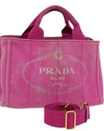 PRD Canapa PM Hand Bag Canvas 2way Pink Auth 76984