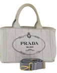 PRD Canapa PM Hand Bag Canvas 2way White Auth 77362