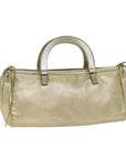 PRD Hand Bag Leather Gold Auth 78813