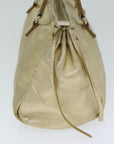 PRD Hand Bag Leather Gold Auth 78813