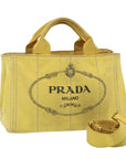 PRD Canapa PM Hand Bag Canvas 2way Yellow Auth 79532