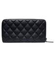 A82370 Classic Vintage Silver Black Caviar Zipper Long Wallet CH