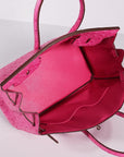 HMS Birkin 35cm Ostrich Leather Bag Rose Gold