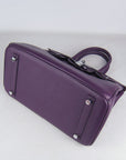 HMS Birkin 30cm Togo Leather Handbags Purple Silver