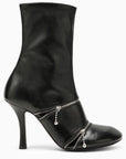 BBERRY Black Leather Peep Boot With Zips Women