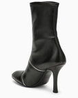 BBERRY Black Leather Peep Boot With Zips Women