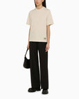 BBERRY Beige Crew-Neck T-Shirt With Logo Women