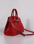HMS Birkin 30cm Crocodile Leather Bag With Strap Red Gold