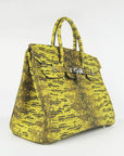 HMS Birkin 35cm Lizard Pattern Handbag 6089 Yellow/Silver