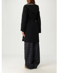 BBERRY Belted Hooded Wool Coat Women Black