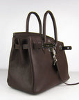 HMS Birkin 30cm Togo Leather Handbags Dark Coffee Silver