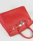 HMS Birkin 30cm Togo Leather Handbags Red Silver