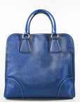 PRD Blue Leather Lucido Tote Top Handle Bag w/ Strap