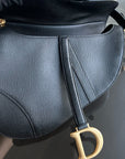 *New Version with Strap* D1OR Saddle Medium Grained Calfskin Black Golden Hardware