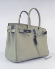 HMS Birkin 30cm Togo Leather Handbags Dark Grey Silver