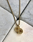 Christian D1OR CD Logo Rhinestone Necklace Gold Vintage wzptxx