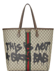 Balenciaga, Balenciaga x GCCI Beige Coated Canvas Hacker Graffiti Tote Large, Brown