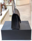 255 Chain Vintage Calfskin Ruthenium Large Flap Shoulder Bag Black CH