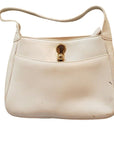 Early G GCCI White & Ivory Leather Padlock Hobo w Gold Clasp
