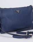 PRD Blue Leather Sling Bag, with Strap, Card & Dust Cover