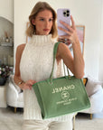 *HOT* CH Pistachio Green Canvas Small Deauville Tote Bag with Champagne Gold Hardware