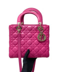 Cannage Lambskin Lady D1OR Medium Bag in Fuschia Pink with GHW