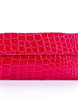 (Exotic) PRD Fuchsia Croc Leather Wallet (1M1133) with Card & Box