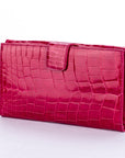 (Exotic) PRD Fuchsia Croc Leather Wallet (1M1133) with Card & Box