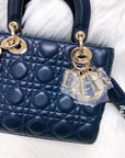 Cannage Lambskin Lucky Badges My Lady D1OR Blue