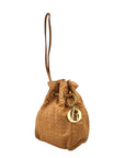 Christian D1OR Cannage Logo Charm Drawstring Small Handbag Beige Vintage 8d6rbt