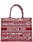 Christian D1OR Burgundy Toile De Jouy Stripes Medium Book Tote