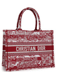 Christian D1OR Burgundy Toile De Jouy Stripes Medium Book Tote