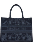 Christian D1OR Blue Flower Embroidered Denim Small Book Tote