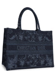 Christian D1OR Blue Flower Embroidered Denim Small Book Tote