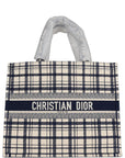 Christian D1OR Blue and White Canvas Check'n' Large Book Tote