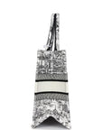 Christian D1OR "Paris All Over" Book Tote Medium White and Black Embroidered Canvas