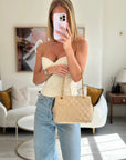 *RARE* CH Vintage Mini Beige GST Shopper Tote Bag in Caviar Leather with Gold Hardware