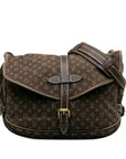 Brown LV Monogram Mini Lin Saumur 30 Crossbody Bag