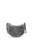 FNDI FNDIgraphy Mini bag FF Jacquard Velvet Light Blue/Brown GHW