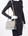 FNDI Kan I Scallop Bag Grey Leather Medium