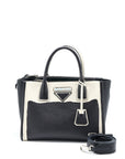 PRD Double Zip Tote Bag Calfskin Black/White SHW