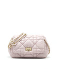 CHRISTIAN D1OR CANNAGE LEATHER FLAP BAG IN LIGHT PINK GHW