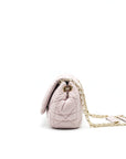 CHRISTIAN D1OR CANNAGE LEATHER FLAP BAG IN LIGHT PINK GHW