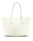 Christian D1OR Canvas and Leather Tote Bag in Creamy White