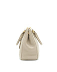 PRD grained calfskin double zip Tote Bag Light Grey GHW