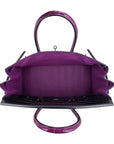 HMS Special Order HSS Birkin 35 Bag Black & Violet Porosus Crocodile with Palladium Hardware