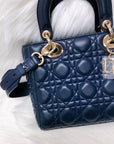 Cannage Lambskin Lucky Badges My Lady D1OR Blue