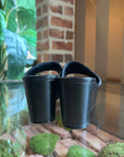 PRD Black Leather and Canvas Sandals Wedges SZ37(7US)
