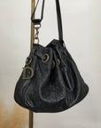 Christian D1OR Cannage Logo Motif Drawstring Shoulder bag Black Vintage ryhx6x